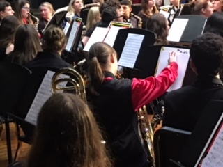 Ciara Martin reads her Braille music for All County Band