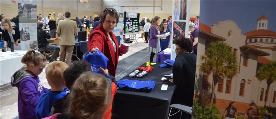 Students visit booths at ASD's career day.