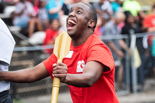 A Helen Keller School student competes in a Special Olympics event 