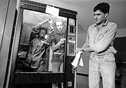 Photo of a vending machine being repaired at E.H. Gentry 