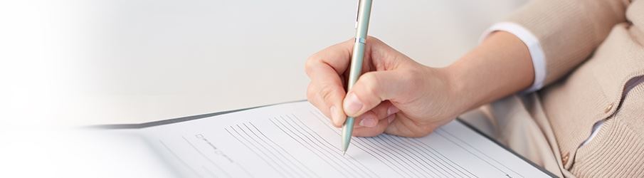 Woman filling out a form