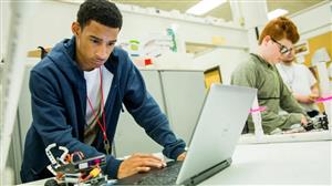 Student working on a laptop