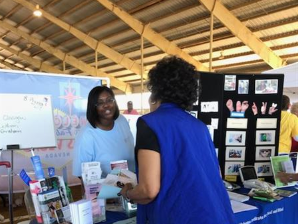 An AIDB booth at a conference. 